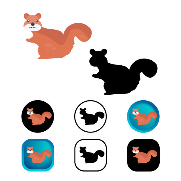 扁平松鼠动物图标收集图片下载