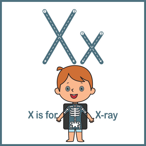 抽认卡上的字母X是X射线矢量插图图片下载