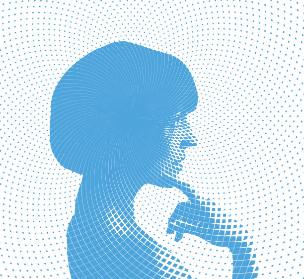 一幅沉思的年轻女子的肖像，手指抵着下巴图片下载