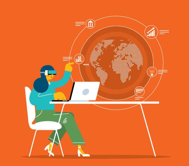 虚拟现实的概念-女商人图片下载