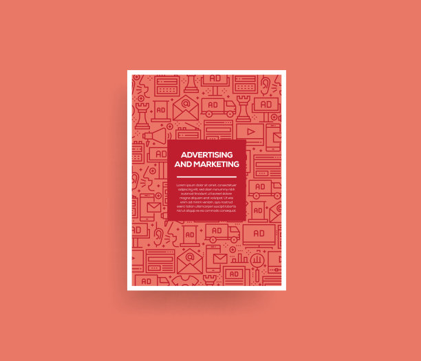 矢量设计模板集和元素的广告和营销在流行的线性风格-无缝模式与与广告和营销相关的线性图标-矢量图片下载