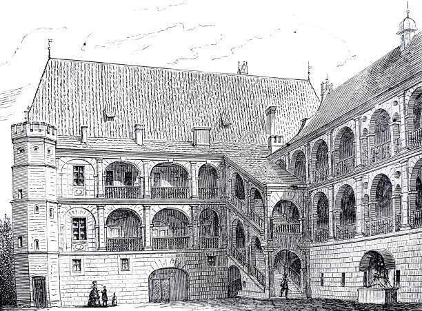 德国文艺复兴时期:兰兹胡特附近的特劳斯尼茨城堡庭院图片下载