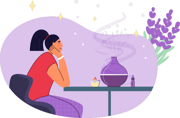 装饰用超声波家庭扩散器和薰衣草图片下载