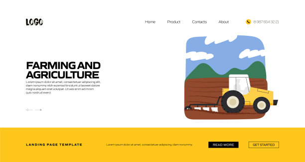 农业和农业概念矢量插图登陆页面模板，网站横幅，广告和营销材料，在线广告，业务演示等。图片下载