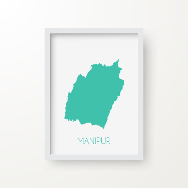 曼尼普尔地图在一个框架上的白色背景图片下载