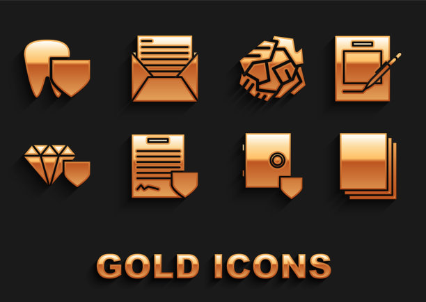 用盾牌、空白笔记本和笔固定合同图片下载