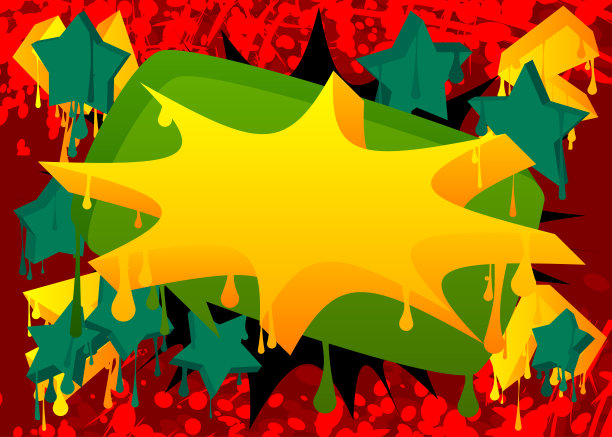 黑色，红色，绿色和黄色的涂鸦语音气泡背景。信息标牌街头艺术，讨论符号以都市画风表现。图片下载