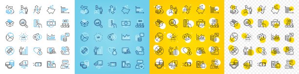 矢量图标集美元汇率，网络攻击和Vip星线图标。用于web应用程序。矢量图片下载