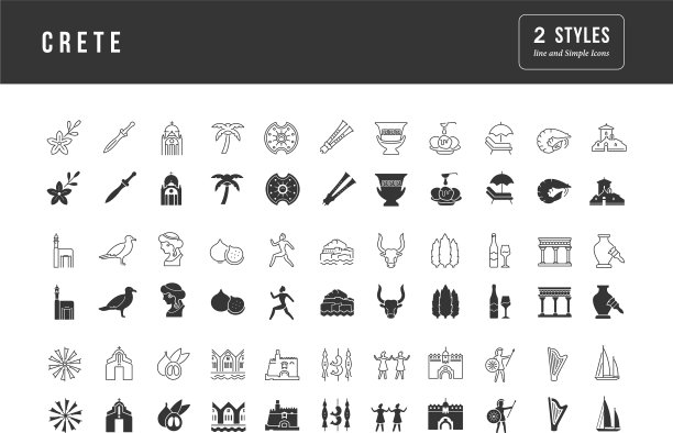 一套简单的克里特岛图标图片下载