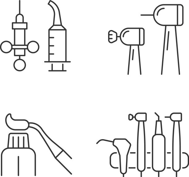 口腔外科工具线性图标设置图片下载