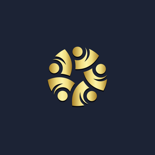 圆形抽象团结金色Logo图片下载