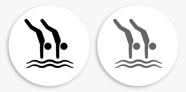 潜水黑色和白色圆形图标图片下载