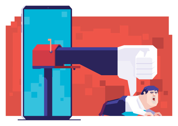 商人在智能手机上被邮箱点赞图片下载