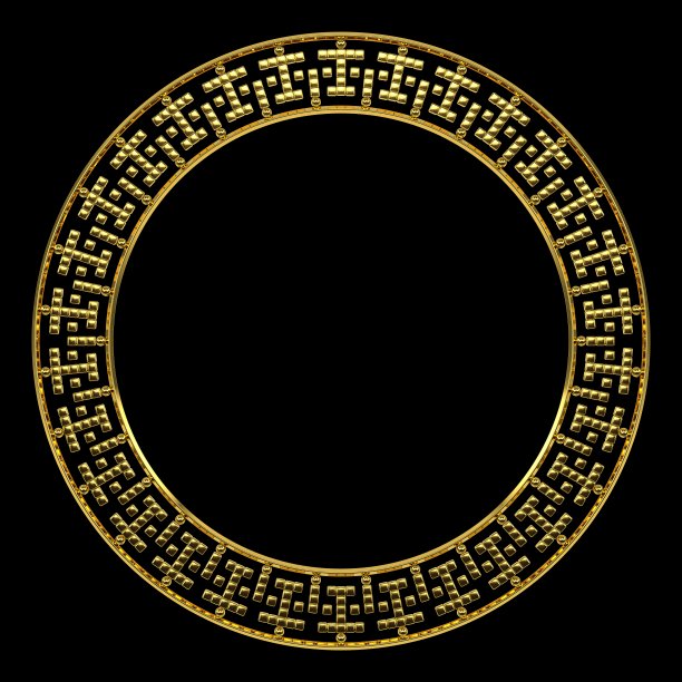 优雅的豪华圆形装饰金框架。图片下载