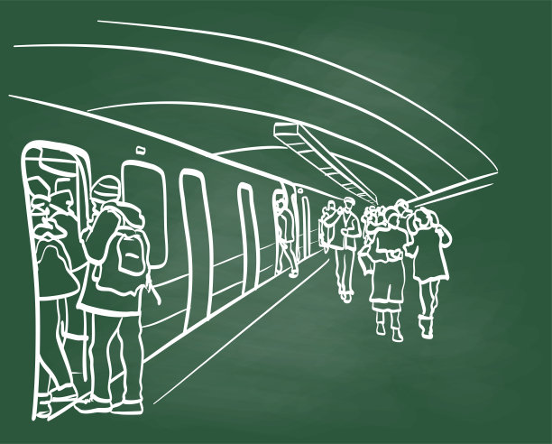 SubwayStationComingAndGoingChalkboard图片下载