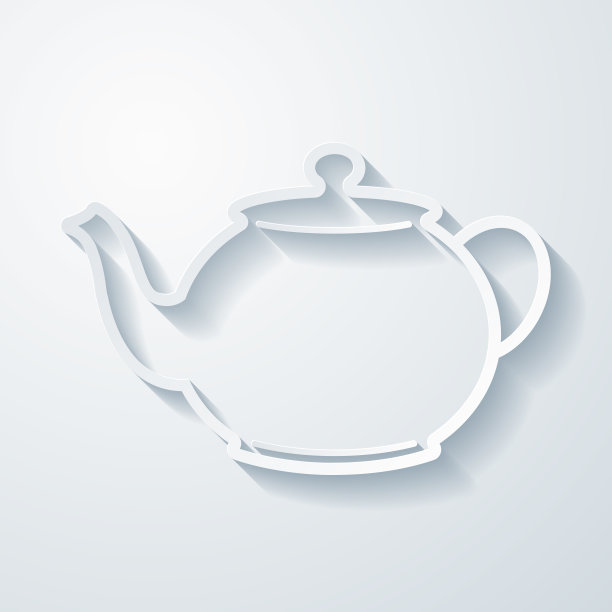 茶壶。在空白背景上具有剪纸效果的图标图片下载