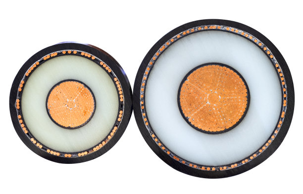 白底高压铜线截面特写图片下载