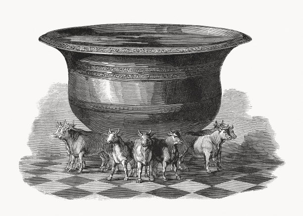 《熔海》，犹太寺庙设备，木雕，1862年出版图片下载