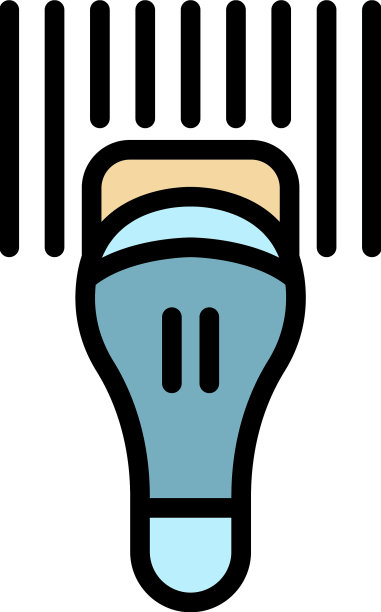 商业条码扫描器图标彩色轮廓图片下载