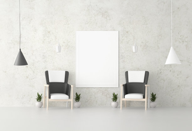 框架3D室内插画，墙面设计现代感十足，空白空间创意十足;图片下载