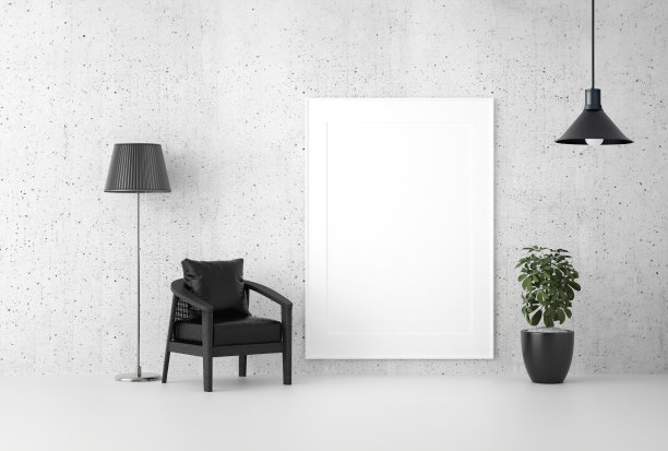 框架3D室内插画，墙面设计现代感十足，空白空间创意十足;图片下载