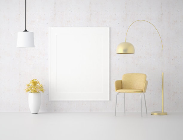 框架3D室内插画，墙面设计现代感十足，空白空间创意十足;图片下载