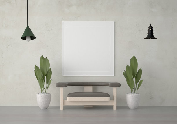 框架3D室内插画，墙面设计现代感十足，空白空间创意十足;图片下载