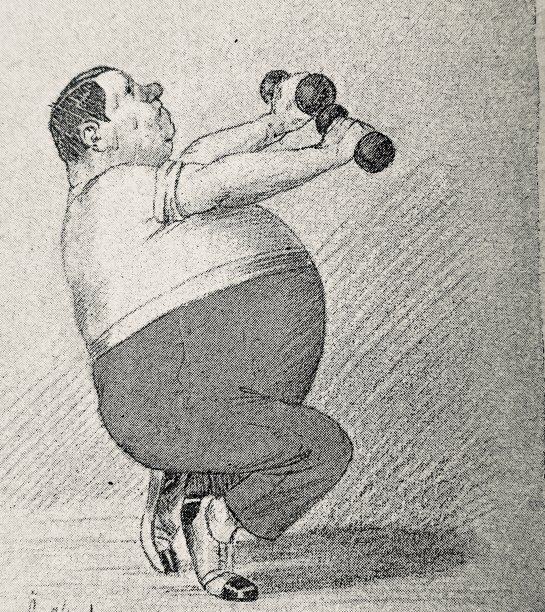 超重的男人举重，侧面看肚子图片下载