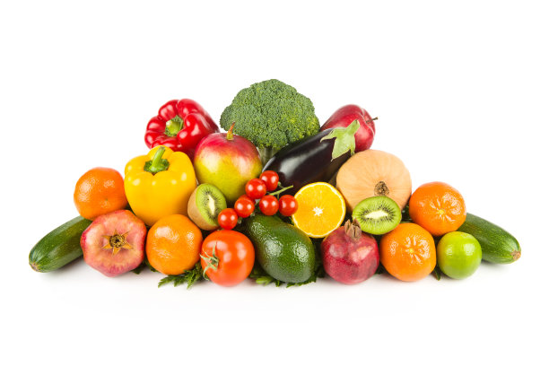 集蔬菜和水果隔离于白色之上。图片下载