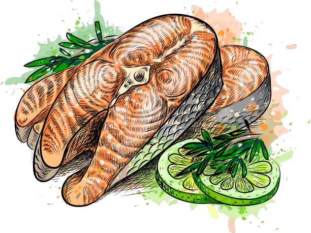 红鱼块和青柠图片下载