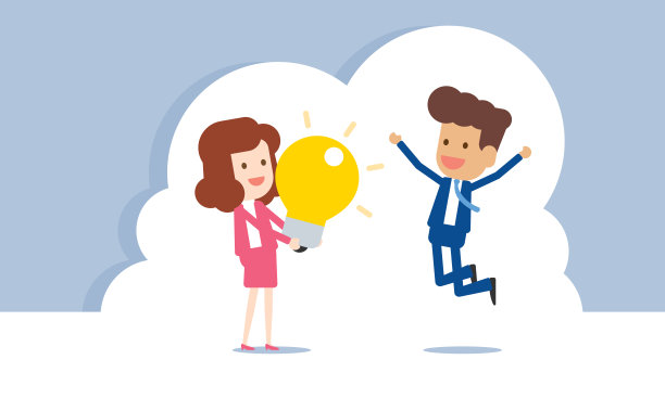 商业团队头脑风暴成功，电灯泡想法图片下载