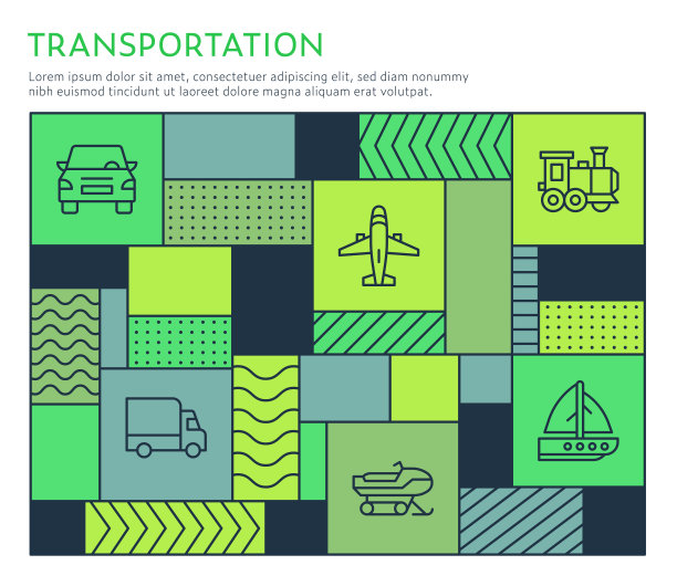 包豪斯风格的交通信息图表模板图片下载