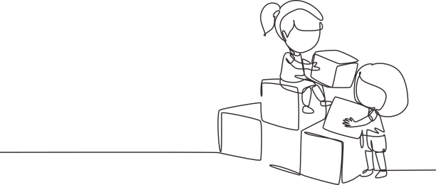 连续一行画了两个小女孩图片下载