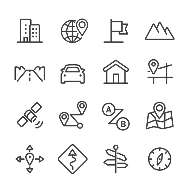 公路旅行和导航图标-系列图片下载