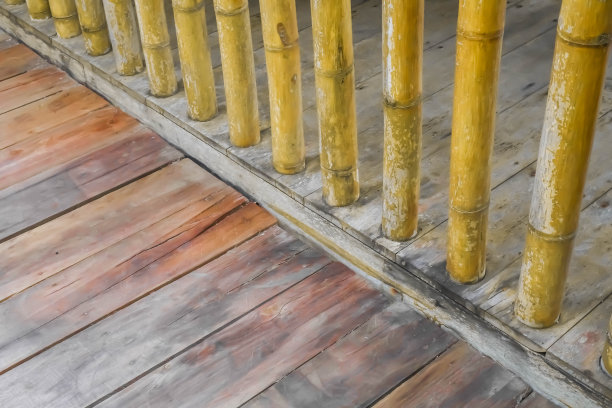 黄色竹栅栏或墙壁纹理背景为室内或室外设计图片下载