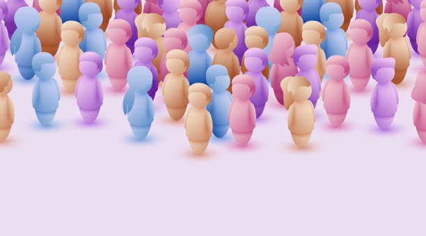 一大群白底人。人民群众的概念。图片下载