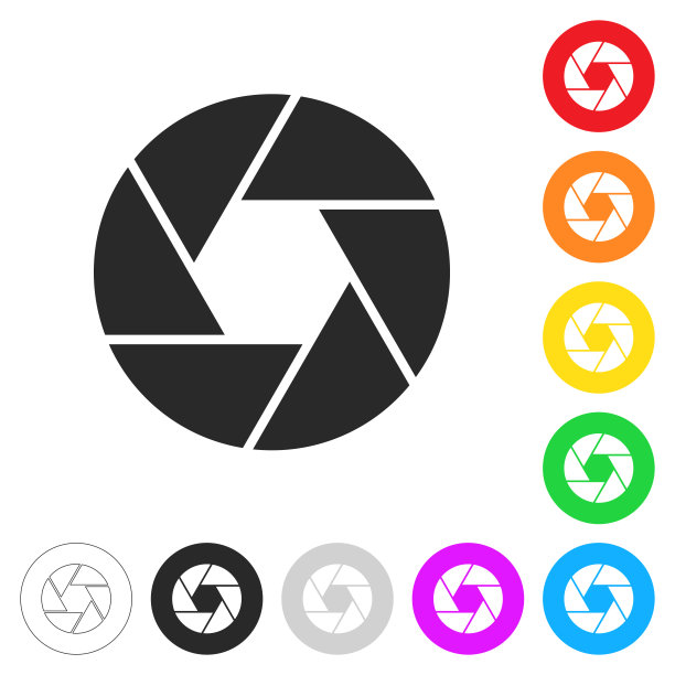 相机快门。彩色按钮上的图标图片下载