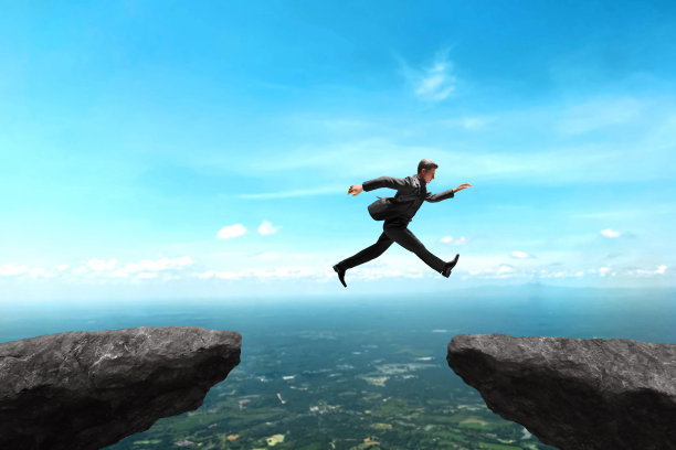 商人在山顶跳跃3d插图图片下载