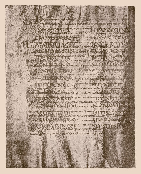 西塞罗的《De Republica》，从卷轴或书上刮掉的手稿页，以便再次使用图片下载