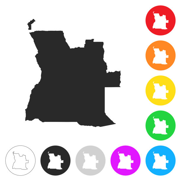 安哥拉地图-平面图标上的不同颜色的按钮图片下载