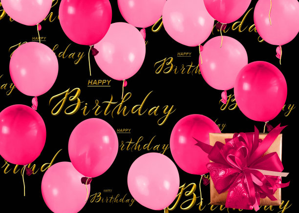 生日贺卡和气球图片下载