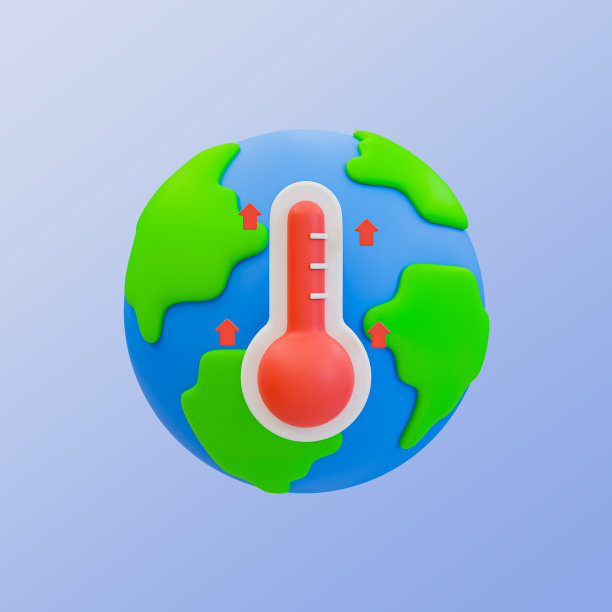 3d最小全球变暖概念。全球气温上升。带有热温度温度计的地球仪。3 d演示。图片下载