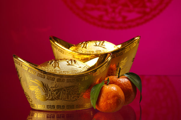 春节图标金元宝和柑桔图片下载