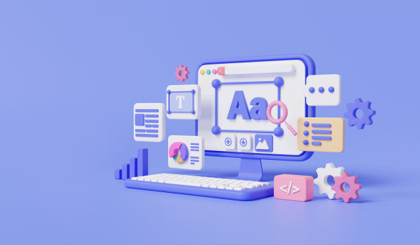 用户界面UX设计登陆页面模板的网站在pc上。用户界面，网页开发，编码编程，软件开发，网页设计理念。横幅。3d最小渲染图图片下载