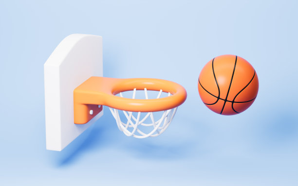 卡通篮球和篮球圈，3d渲染。图片下载