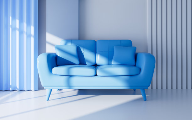 室内几何建筑和沙发模型，3d渲染。图片下载