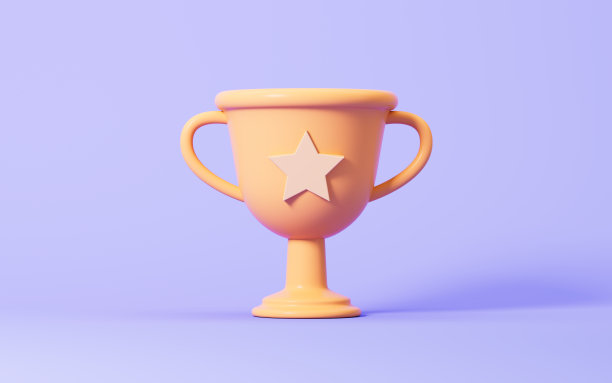 紫色背景的卡通奖杯，3d渲染。图片下载