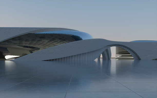 空旷的广场前的现代建筑图片下载