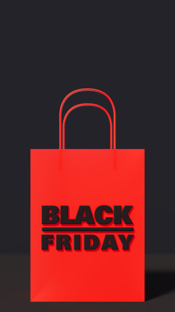 黑色环境中红色购物袋与黑色星期五文字的垂直图像图片下载