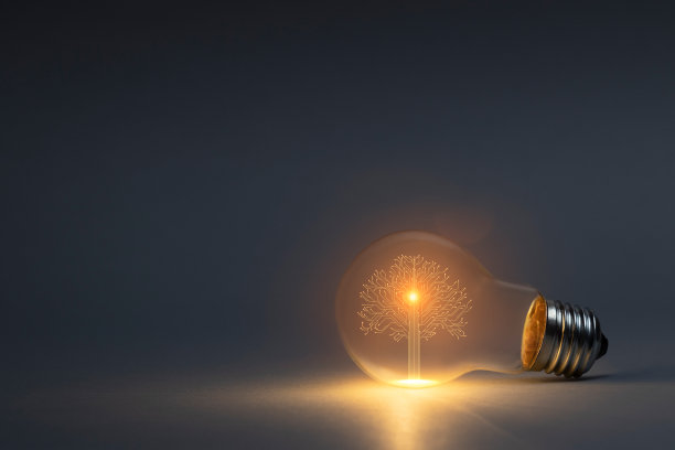 人工智能电路硬树符号在灯泡图片下载